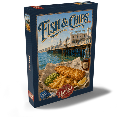 Darstellung des Puzzle Motivs Brighton Pier: Fish and Chips am Meer Brighton Pier Fish and Chips Seaside 1000 Puzzle Schachtel Ansicht2