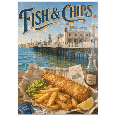 Darstellung des Puzzle Motivs puzzleplate Brighton Pier Fish and Chips Seaside 100 Puzzle