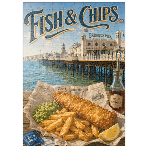 Darstellung des Puzzle Motivs Brighton Pier: Fish and Chips am Meer puzzleplate Brighton Pier Fish and Chips Seaside 200 Puzzle