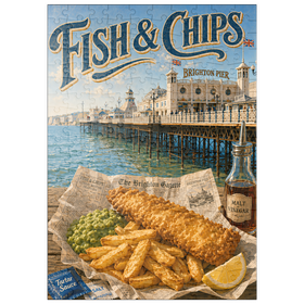 Darstellung des Puzzle Motivs Brighton Pier: Fish and Chips am Meer - Puzzleteile: 200