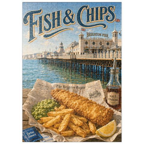 Darstellung des Puzzle Motivs Brighton Pier: Fish and Chips am Meer puzzleplate Brighton Pier Fish and Chips Seaside 500 Puzzle