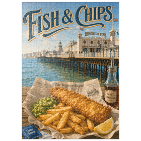 Darstellung des Puzzle Motivs Brighton Pier: Fish and Chips am Meer - Puzzleteile: 500