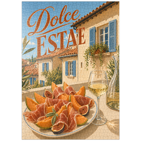 Darstellung des Puzzle Motivs Süßer Sommer – Aperitif in einer toskanischen Villa puzzleplate Dolce Estate - Tuscan Villa Aperitivo 1000 Puzzle