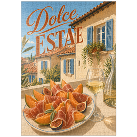 Darstellung des Puzzle Motivs Süßer Sommer – Aperitif in einer toskanischen Villa - Puzzleteile: 1000