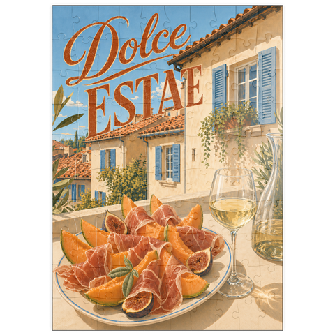 Darstellung des Puzzle Motivs Süßer Sommer – Aperitif in einer toskanischen Villa puzzleplate Dolce Estate - Tuscan Villa Aperitivo 100 Puzzle