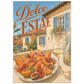 Darstellung des Puzzle Motivs Süßer Sommer – Aperitif in einer toskanischen Villa - Puzzleteile: 100