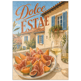 Darstellung des Puzzle Motivs Süßer Sommer – Aperitif in einer toskanischen Villa - Puzzleteile: 200
