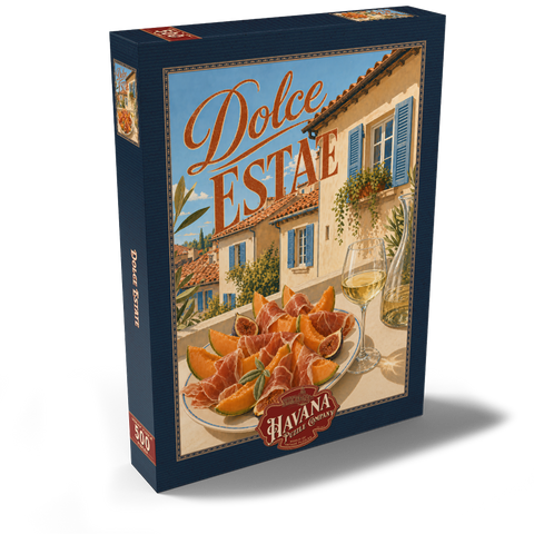 Darstellung des Puzzle Motivs Süßer Sommer – Aperitif in einer toskanischen Villa Dolce Estate - Tuscan Villa Aperitivo 500 Puzzle Schachtel Ansicht2