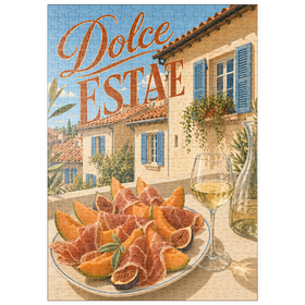 Darstellung des Puzzle Motivs Süßer Sommer – Aperitif in einer toskanischen Villa - Puzzleteile: 500