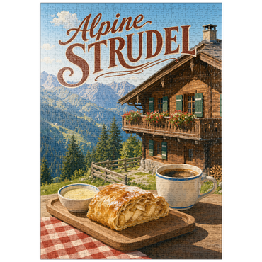Darstellung des Puzzle Motivs puzzleplate Alpine Strudel - Mountain Chalet Dessert 1000 Puzzle