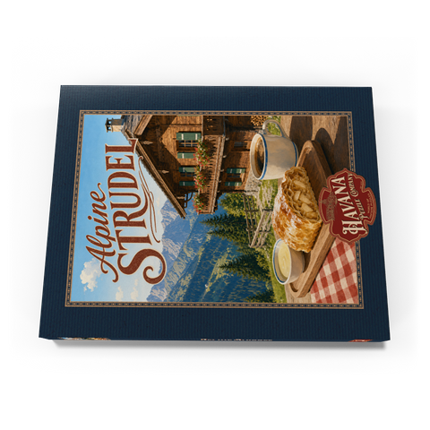 Darstellung des Puzzle Motivs Alpine Strudel - Berghütten-Dessert Alpine Strudel - Mountain Chalet Dessert 100 Puzzle Schachtel Ansicht3