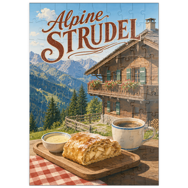 Darstellung des Puzzle Motivs puzzleplate Alpine Strudel - Mountain Chalet Dessert 100 Puzzle