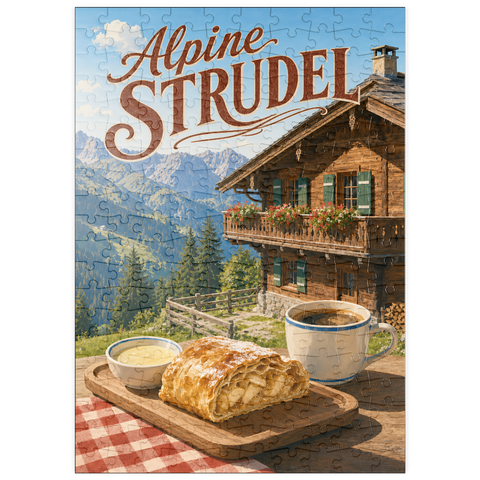 Darstellung des Puzzle Motivs Alpine Strudel - Berghütten-Dessert puzzleplate Alpine Strudel - Mountain Chalet Dessert 200 Puzzle