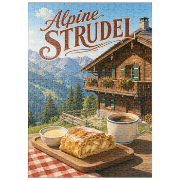 Darstellung des Puzzle Motivs puzzleplate Alpine Strudel - Mountain Chalet Dessert 500 Puzzle