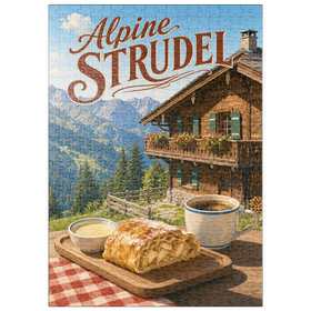 Darstellung des Puzzle Motivs Alpine Strudel - Berghütten-Dessert - Puzzleteile: 500