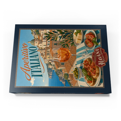 Darstellung des Puzzle Motivs Italienischer Aperitif – Amalfiküste Aperitif Spritz Seaside Terrace Aperitivo Italiano - Amalfi Coast Aperitivo Spritz Seaside Terrace 1000 Puzzle Schachtel Ansicht3