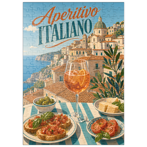 Darstellung des Puzzle Motivs Italienischer Aperitif – Amalfiküste Aperitif Spritz Seaside Terrace puzzleplate Aperitivo Italiano - Amalfi Coast Aperitivo Spritz Seaside Terrace 200 Puzzle