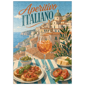 Darstellung des Puzzle Motivs Italienischer Aperitif – Amalfiküste Aperitif Spritz Seaside Terrace - Puzzleteile: 200