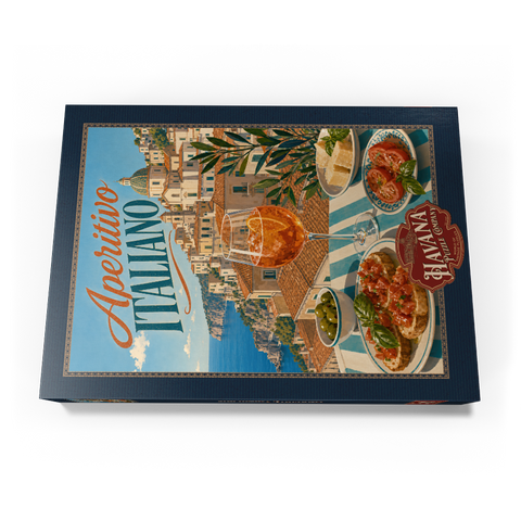 Darstellung des Puzzle Motivs Italienischer Aperitif – Amalfiküste Aperitif Spritz Seaside Terrace Aperitivo Italiano - Amalfi Coast Aperitivo Spritz Seaside Terrace 500 Puzzle Schachtel Ansicht3