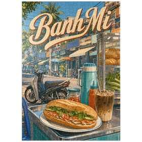 Darstellung des Puzzle Motivs Die Banh-Mi-Straßenküche in Saigon - Puzzleteile: 1000
