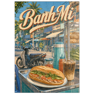 Darstellung des Puzzle Motivs puzzleplate Saigon Banh Mi Street Food Scene 100 Puzzle