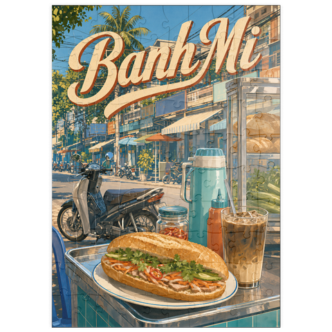 Darstellung des Puzzle Motivs Die Banh-Mi-Straßenküche in Saigon puzzleplate Saigon Banh Mi Street Food Scene 100 Puzzle