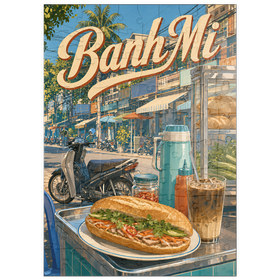 Darstellung des Puzzle Motivs Die Banh-Mi-Straßenküche in Saigon - Puzzleteile: 100