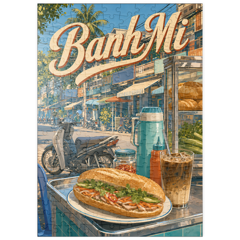 Darstellung des Puzzle Motivs Die Banh-Mi-Straßenküche in Saigon puzzleplate Saigon Banh Mi Street Food Scene 200 Puzzle