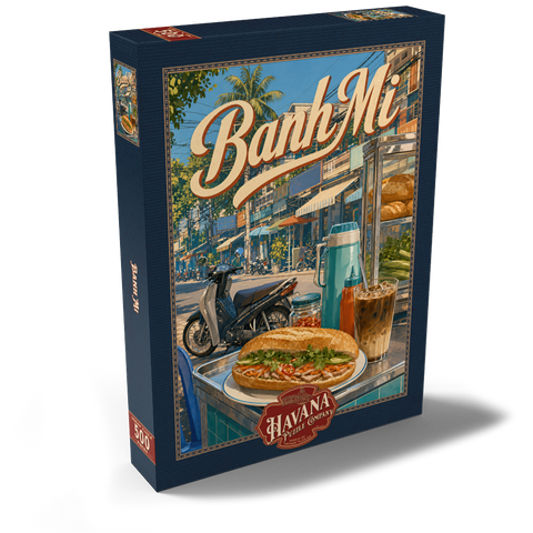 Darstellung des Puzzle Motivs Die Banh-Mi-Straßenküche in Saigon Saigon Banh Mi Street Food Scene 500 Puzzle Schachtel Ansicht2