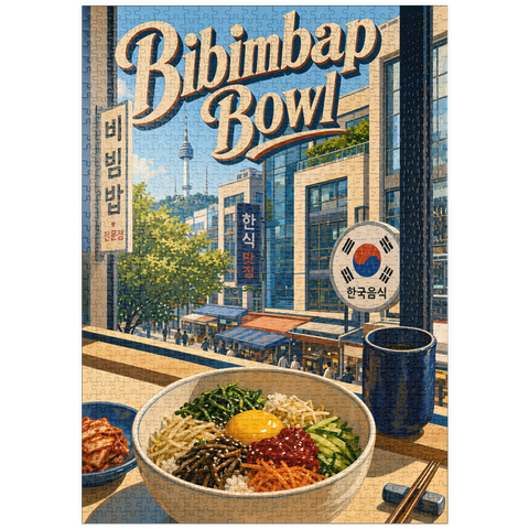 Darstellung des Puzzle Motivs N Seoul Tower – Koreanische Bibimbap-Schüssel puzzleplate N Seoul Tower Korean Bibimbap Bowl 1000 Puzzle