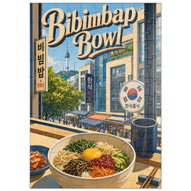 Darstellung des Puzzle Motivs N Seoul Tower – Koreanische Bibimbap-Schüssel - Puzzleteile: 100