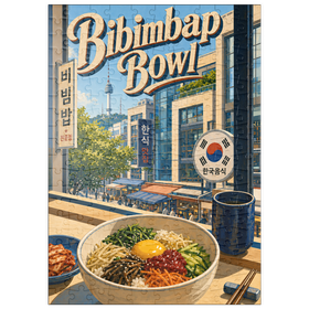Darstellung des Puzzle Motivs N Seoul Tower – Koreanische Bibimbap-Schüssel - Puzzleteile: 200
