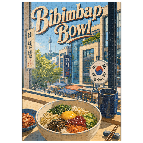 Darstellung des Puzzle Motivs N Seoul Tower – Koreanische Bibimbap-Schüssel puzzleplate N Seoul Tower Korean Bibimbap Bowl 500 Puzzle