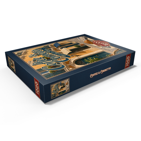 Darstellung des Puzzle Motivs Rome Coffee und Cornetto – Frühstück Rome Coffee and Cornetto Morning Breakfast 1000 Puzzle Schachtel Ansicht1