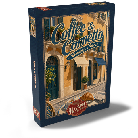 Darstellung des Puzzle Motivs Rome Coffee und Cornetto – Frühstück Rome Coffee and Cornetto Morning Breakfast 1000 Puzzle Schachtel Ansicht2