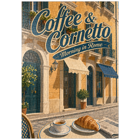 Darstellung des Puzzle Motivs Rome Coffee und Cornetto – Frühstück - Puzzleteile: 1000