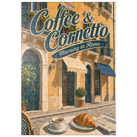 Darstellung des Puzzle Motivs Rome Coffee und Cornetto – Frühstück - Puzzleteile: 200
