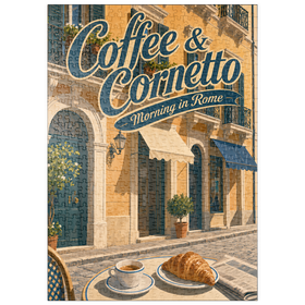 Darstellung des Puzzle Motivs Rome Coffee und Cornetto – Frühstück - Puzzleteile: 500