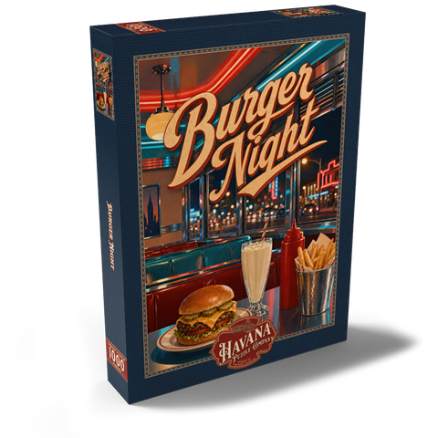 Darstellung des Puzzle Motivs American Diner Burger Night American Diner Burger Night 1000 Puzzle Schachtel Ansicht2
