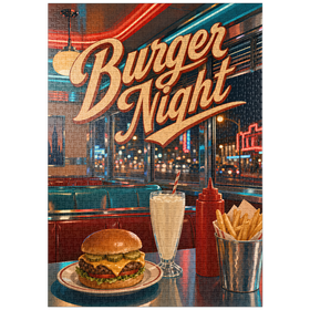 Darstellung des Puzzle Motivs American Diner Burger Night - Puzzleteile: 1000