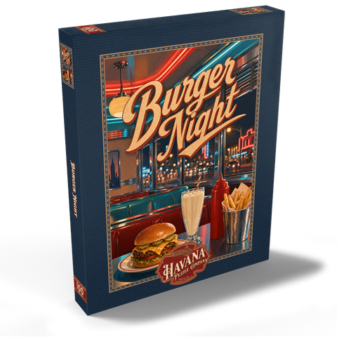 Darstellung des Puzzle Motivs American Diner Burger Night American Diner Burger Night 100 Puzzle Schachtel Ansicht2
