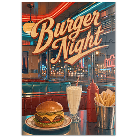 Darstellung des Puzzle Motivs American Diner Burger Night - Puzzleteile: 100