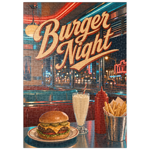 Darstellung des Puzzle Motivs American Diner Burger Night puzzleplate American Diner Burger Night 500 Puzzle