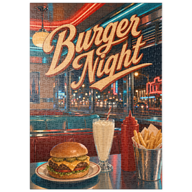 Darstellung des Puzzle Motivs American Diner Burger Night - Puzzleteile: 500