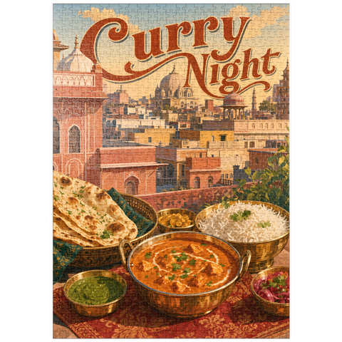 Darstellung des Puzzle Motivs Jaipur, Indien: Curry-Abend – Festmahl auf der Dachterrasse puzzleplate Jaipur India Curry Night Rooftop Feast 1000 Puzzle