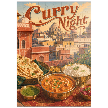Darstellung des Puzzle Motivs puzzleplate Jaipur India Curry Night Rooftop Feast 100 Puzzle