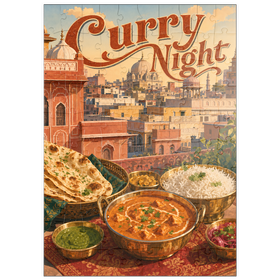 Darstellung des Puzzle Motivs Jaipur, Indien: Curry-Abend – Festmahl auf der Dachterrasse - Puzzleteile: 100
