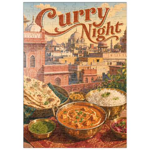 Darstellung des Puzzle Motivs Jaipur, Indien: Curry-Abend – Festmahl auf der Dachterrasse puzzleplate Jaipur India Curry Night Rooftop Feast 200 Puzzle