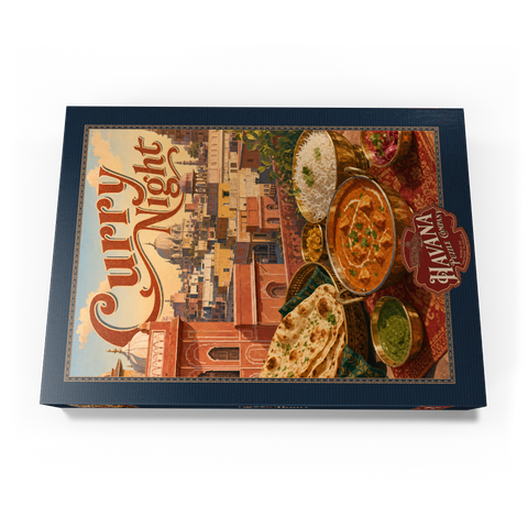 Darstellung des Puzzle Motivs Jaipur, Indien: Curry-Abend – Festmahl auf der Dachterrasse Jaipur India Curry Night Rooftop Feast 500 Puzzle Schachtel Ansicht3