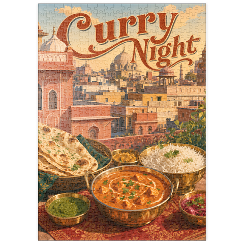 Darstellung des Puzzle Motivs Jaipur, Indien: Curry-Abend – Festmahl auf der Dachterrasse puzzleplate Jaipur India Curry Night Rooftop Feast 500 Puzzle